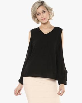 v-neck top with slit sleeves