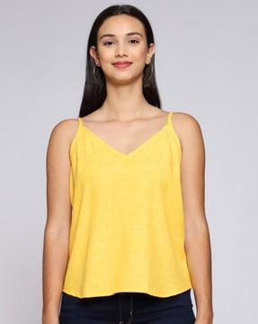 v-neck top with strappy sleeves