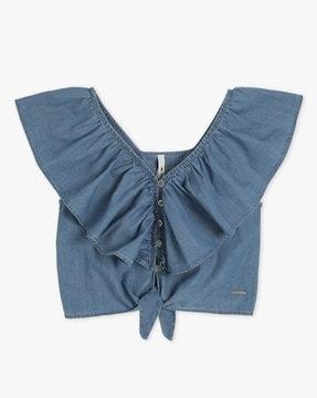 v-neck top with tie-up