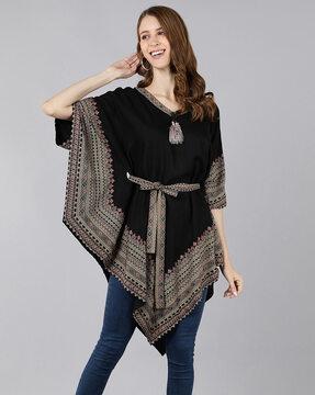 v-neck tunic top with kaftan sleeves