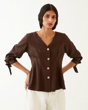 v-neck tunic with front buttons
