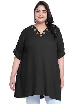v-neck tunic with roll-up sleeves