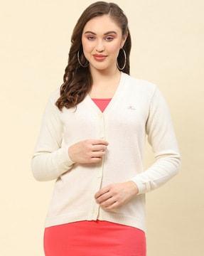 v-neck woollen cardigan