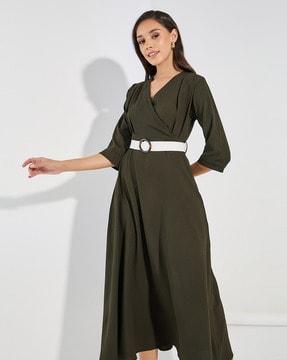 v-neck wrap dress with belt