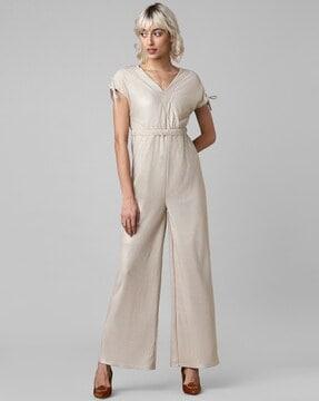 v-neck wrap jumpsuit