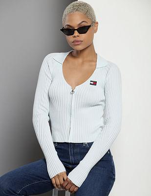 v-neck zip thru cardigan