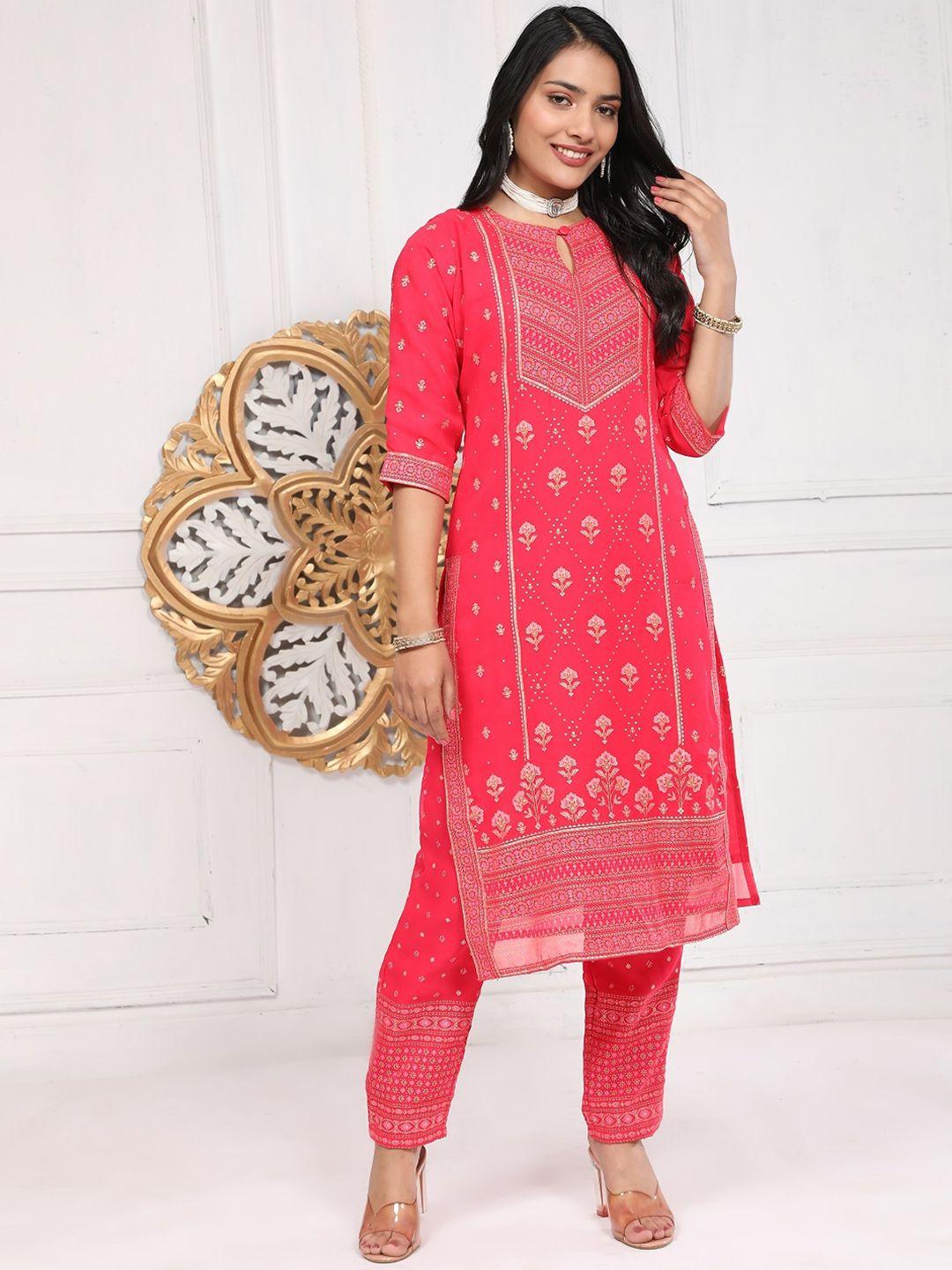 v tradition ethnic motifs printed regular kurta with trousers & dupatta