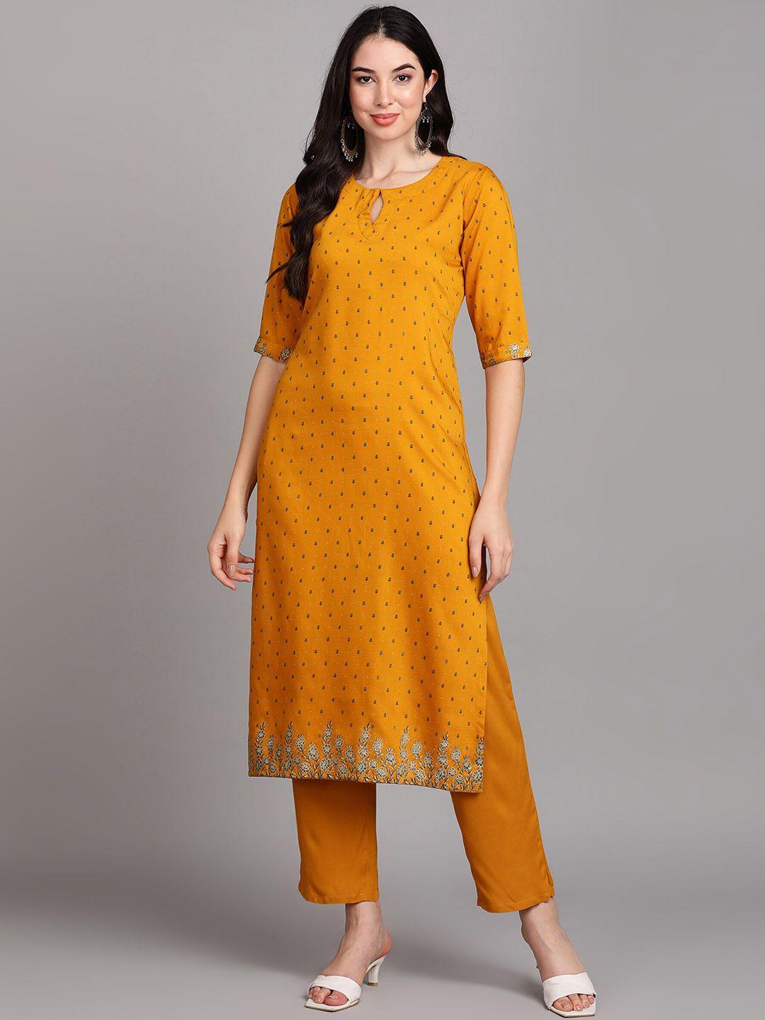 v tradition ethnic motifs printed regular kurta with trousers