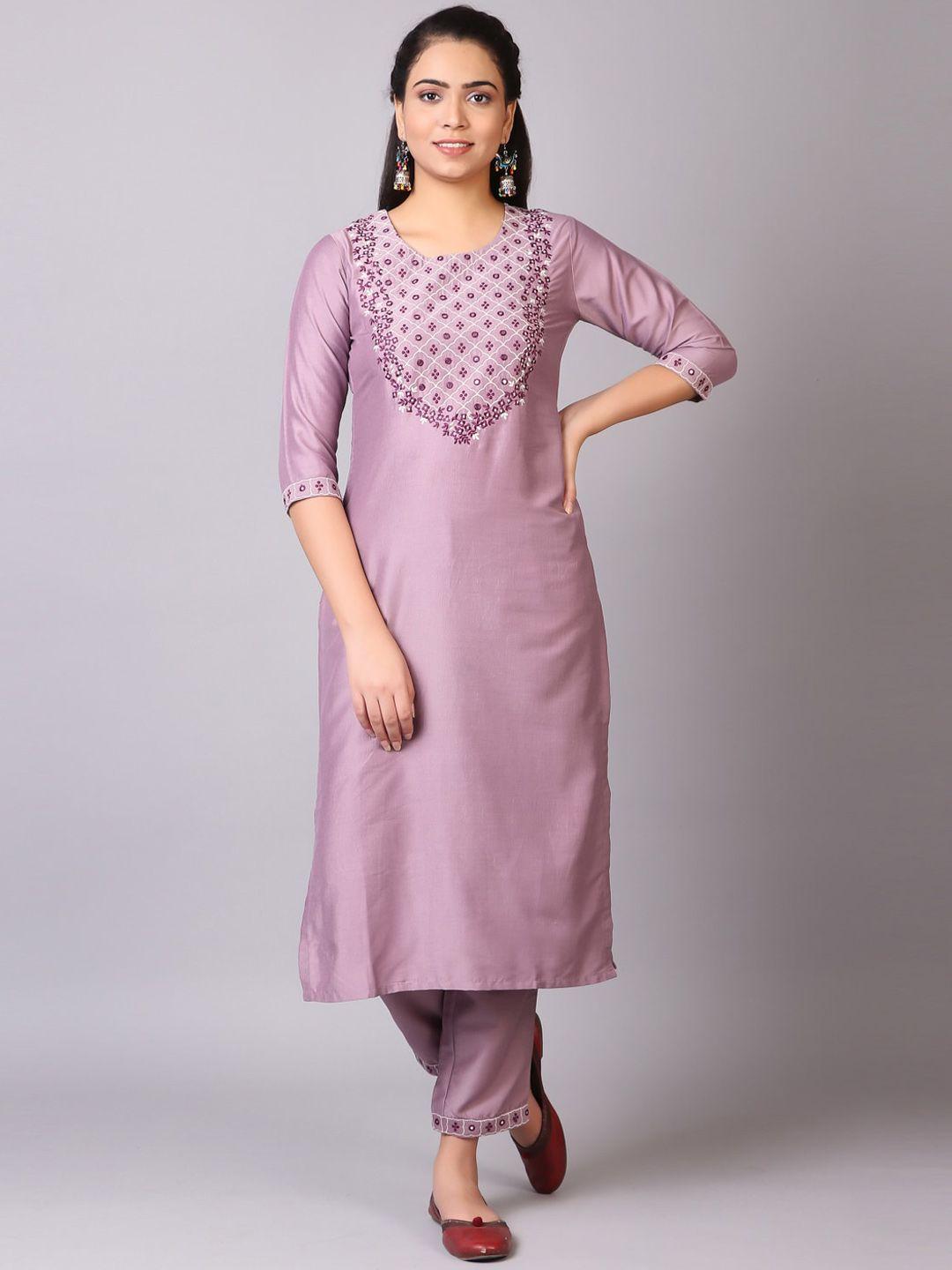 v tradition ethnic motifs yoke design thread work kurta with palazzos & dupatta