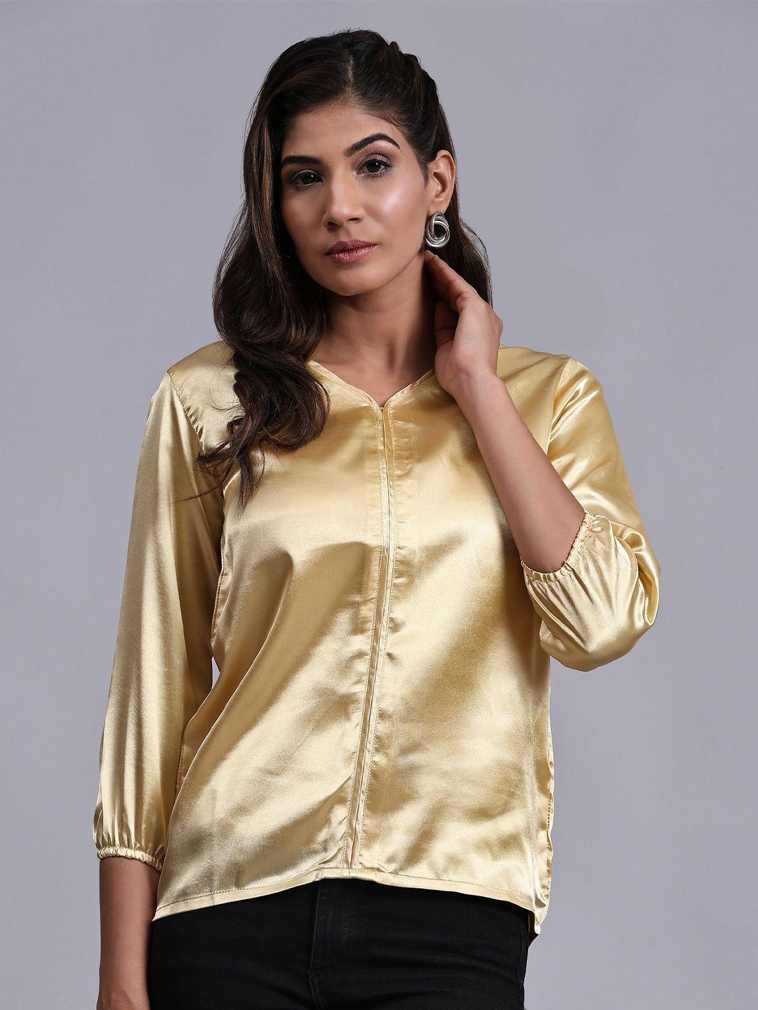 v tradition gold-toned satin shirt style top