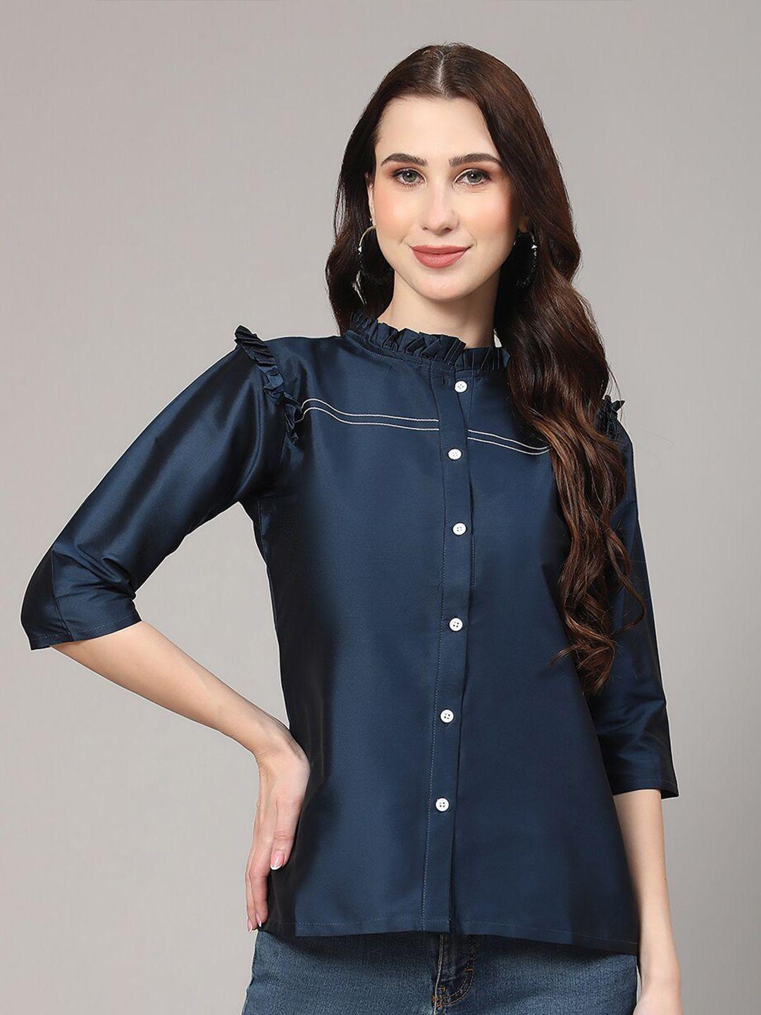 v tradition high neck ruffled shirt style top