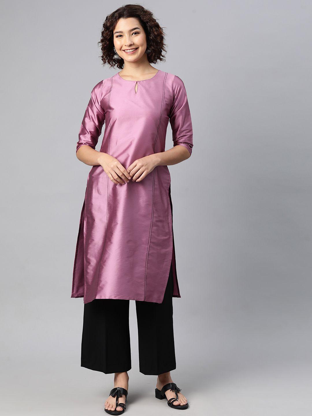 v tradition keyhole neck thread work kurta