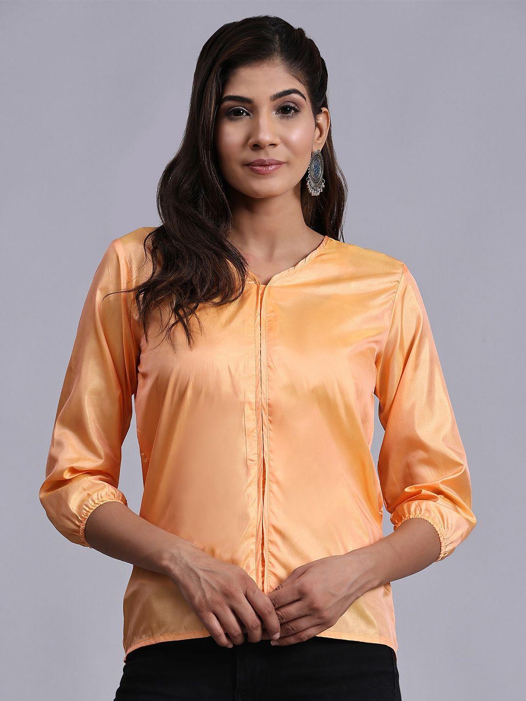 v tradition orange crepe shirt style top