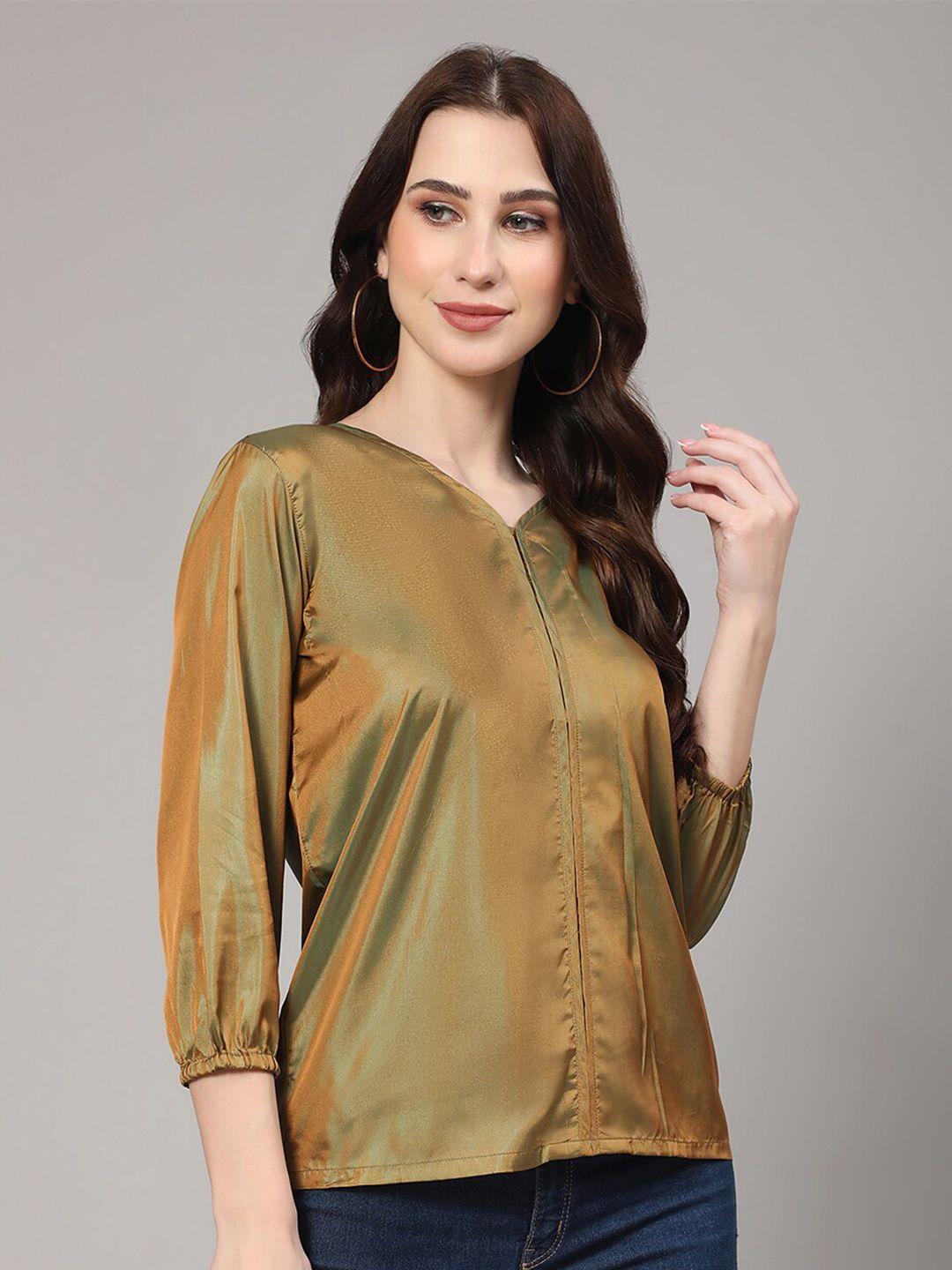 v tradition v-neck cuffed sleeve casual top