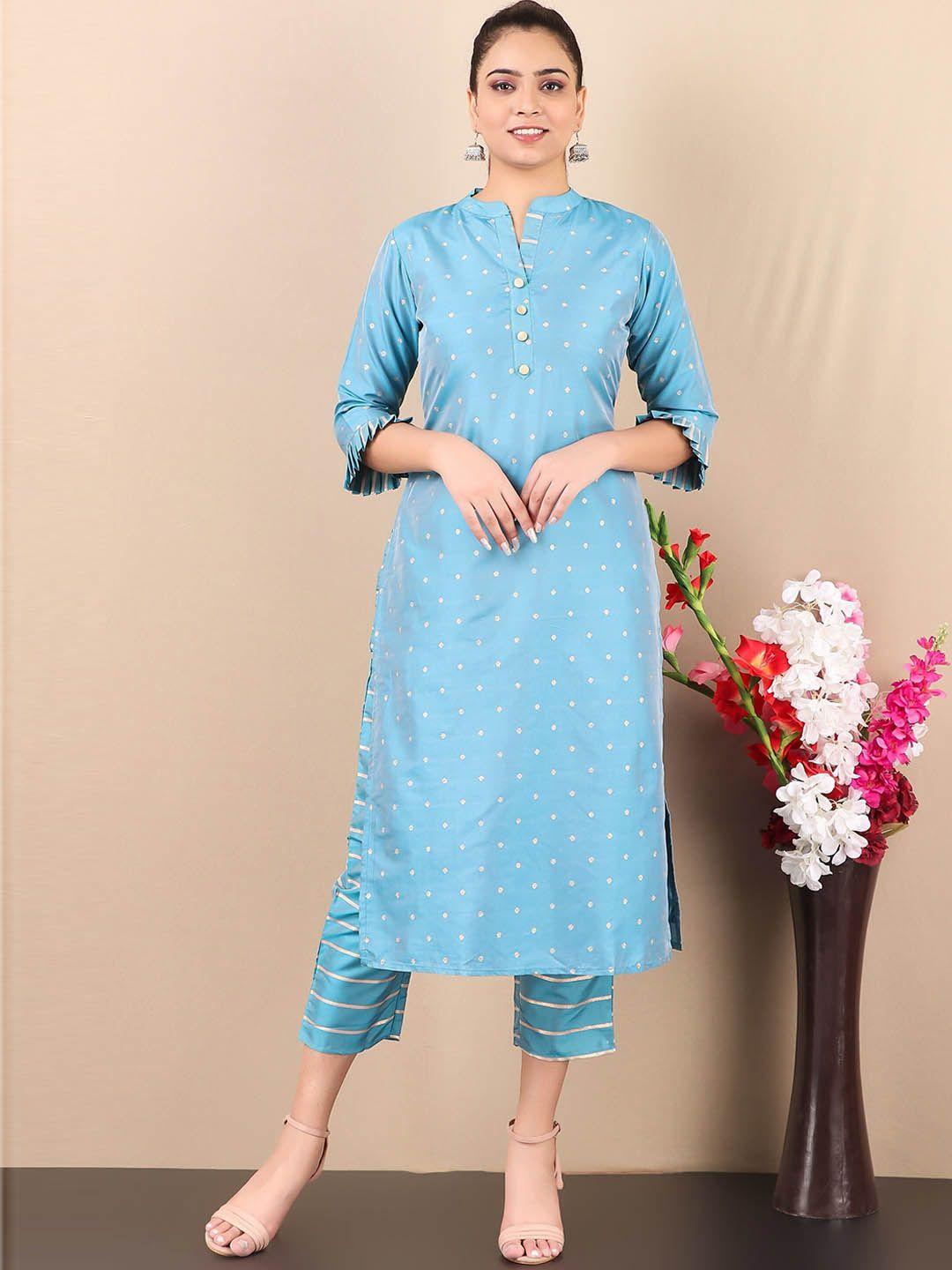 v tradition women chanderi cotton kurta with trousers