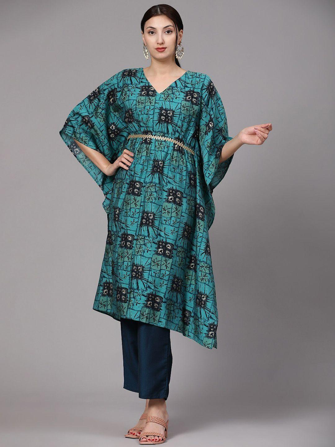 v tradition women ethnic motifs printed regular kurta with trousers