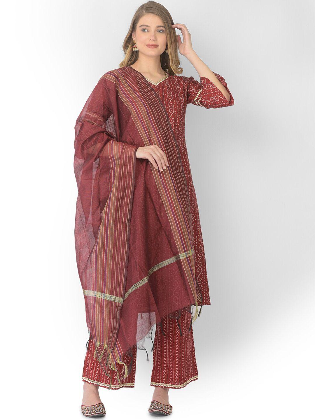 v tradition women printed gotta patti kurta with trousers & with dupatta