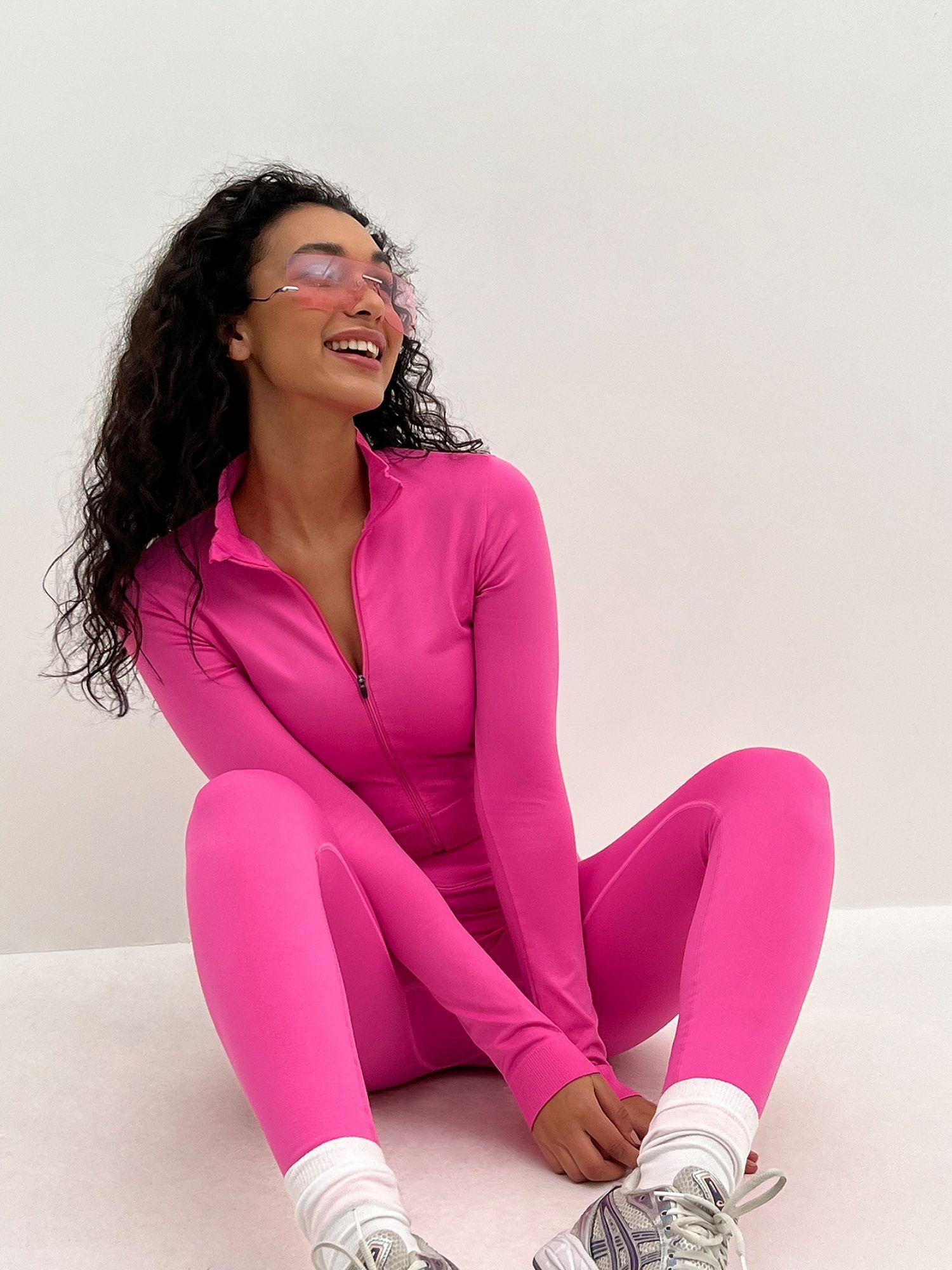 v waistline seamless tights-pink