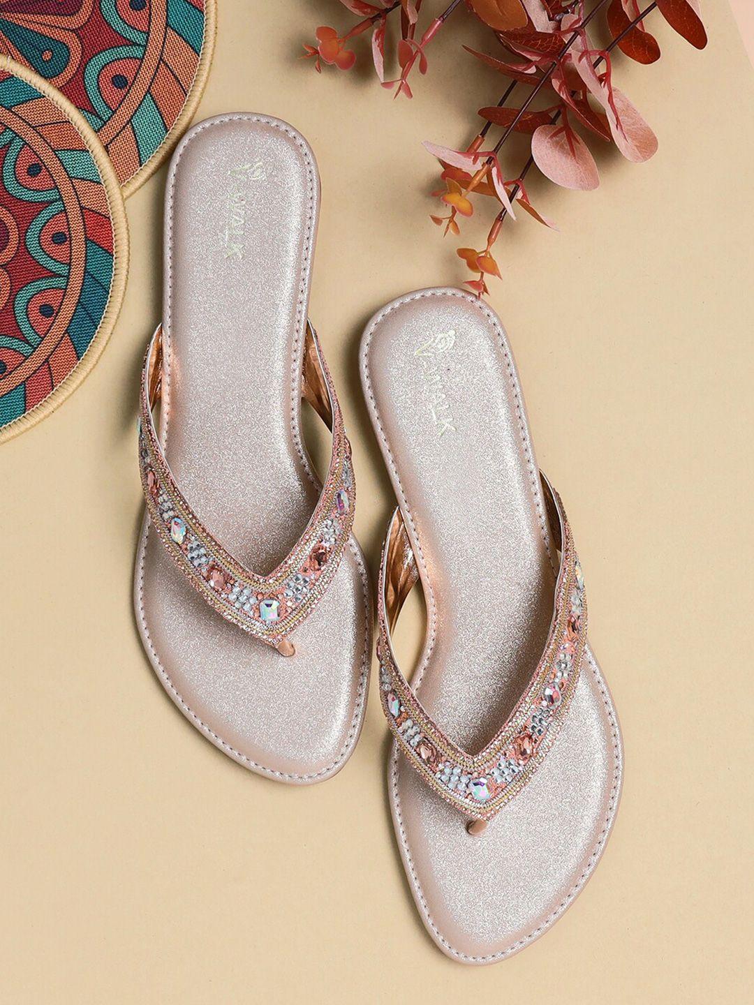 v-walk embellished open toe flats