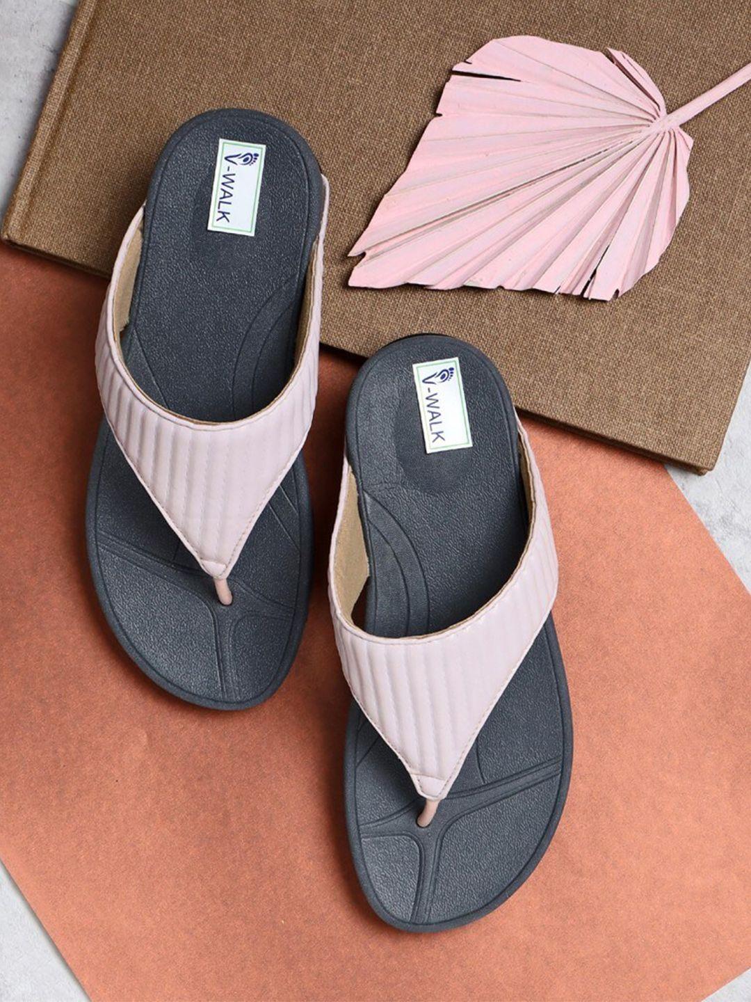 v-walk textured open toe flats