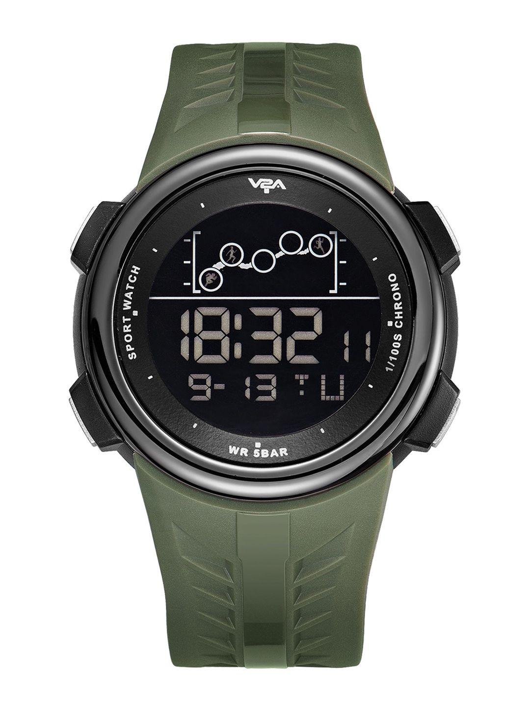 v2a men black dial & green straps digital multi function watch v2a-dm1703