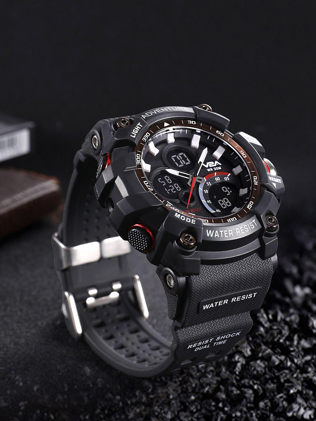 v2a men dial & bracelet style straps analogue watch v2a-jf-1614-black