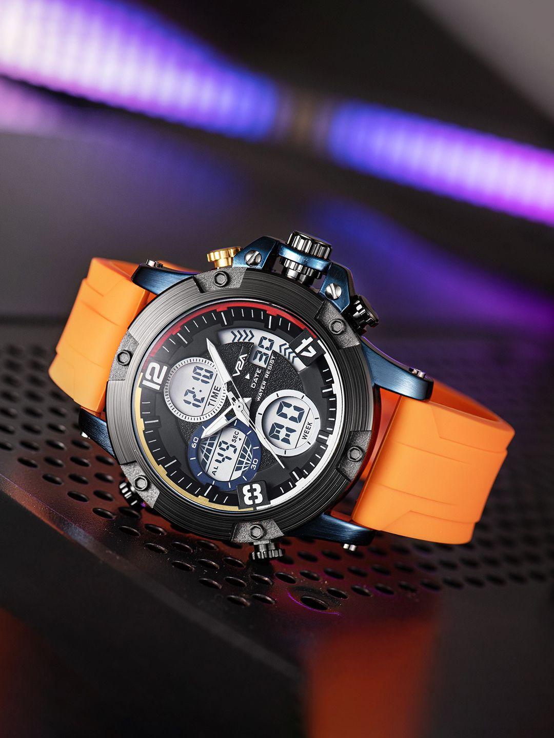 v2a men dial & bracelet style straps analogue watch v2a-jf-1948-orange