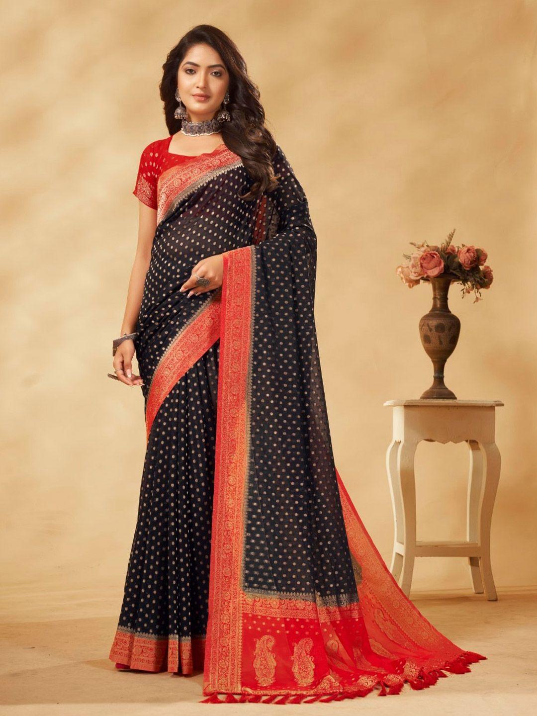 v3 fashion studio ethnic motifs woven design zari pure georgette banarasi saree