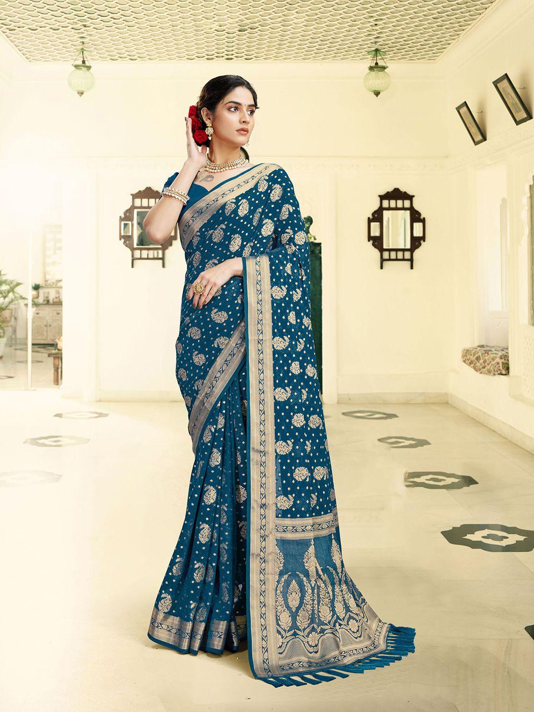 v3 fashion studio paisley woven design zari pure georgette banarasi saree