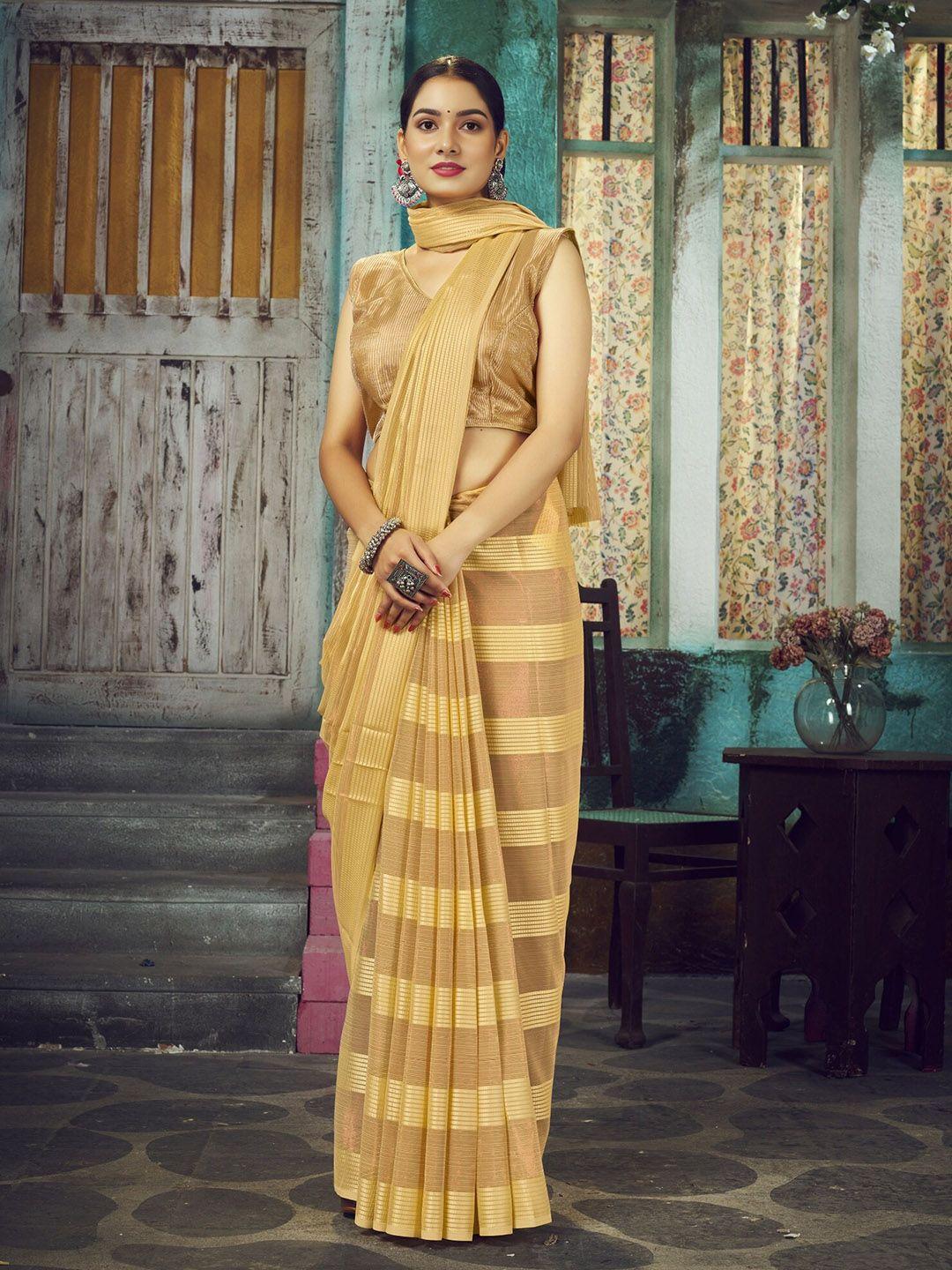 v3 fashion studio striped pure chiffon banarasi saree