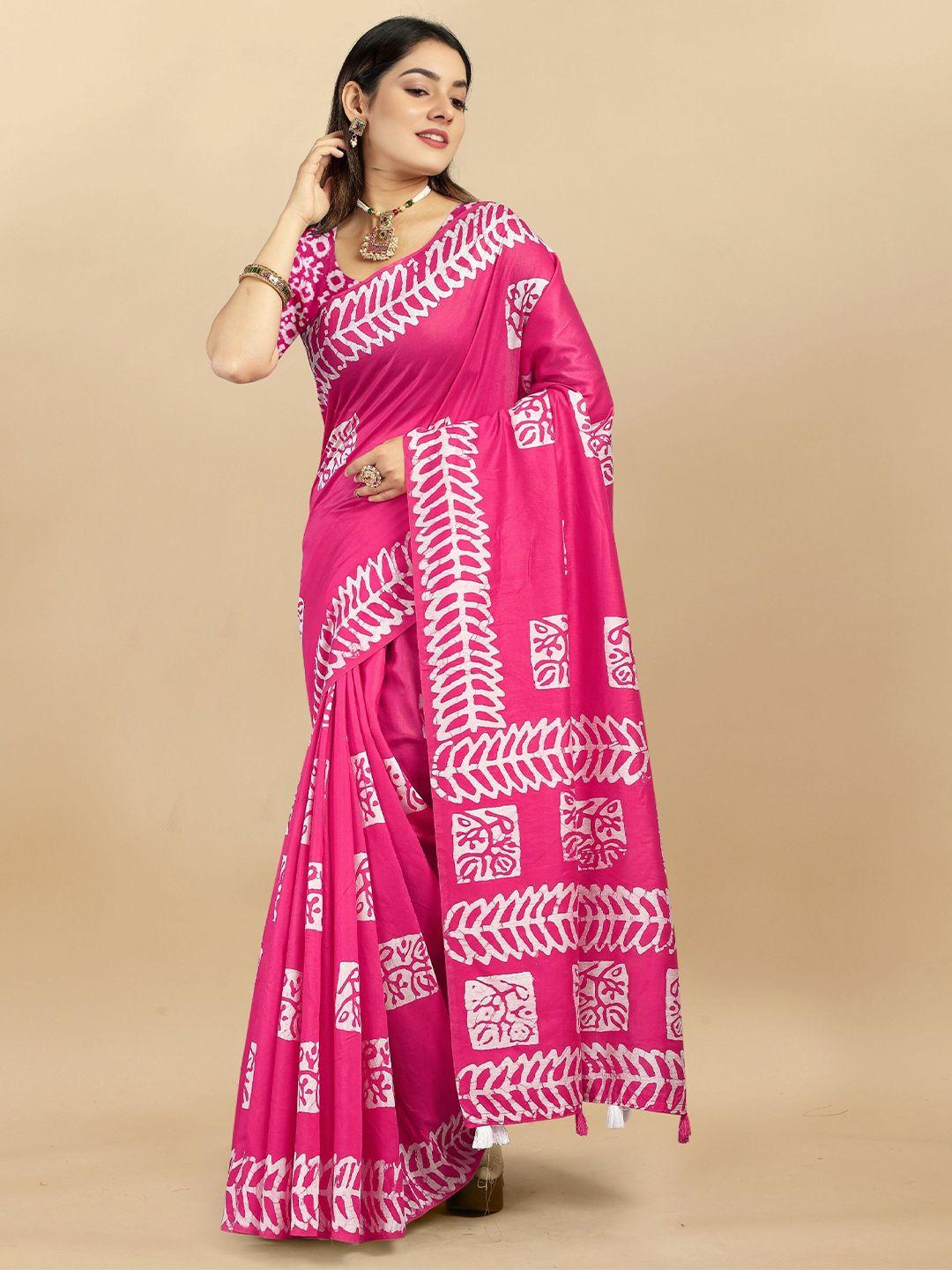 v3 fashion studio batik printed pure cotton jamdani saree