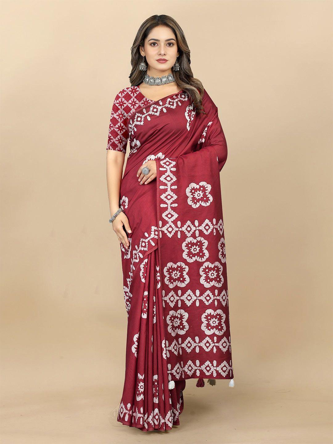 v3 fashion studio batik printed pure cotton saree