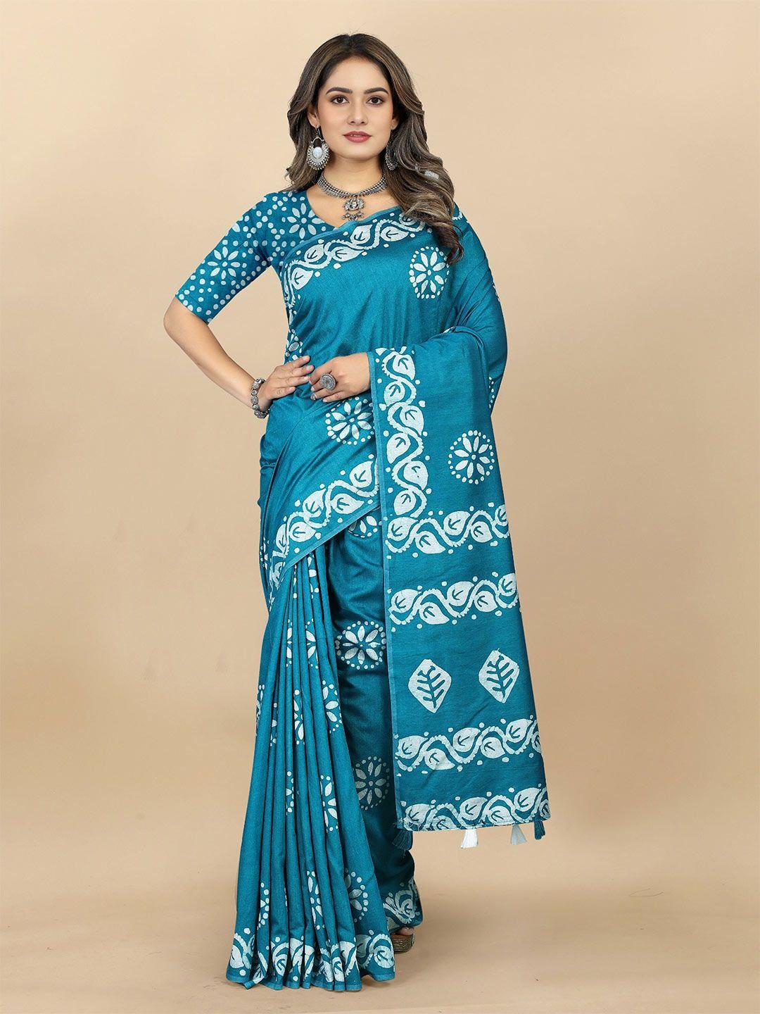 v3 fashion studio batik printed pure cotton saree