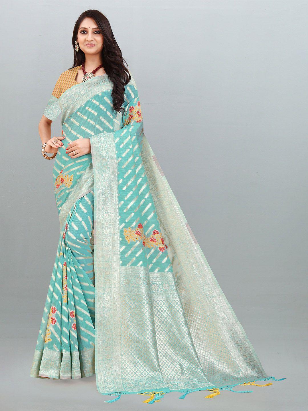 v3 fashion studio ethnic motifs woven design zari pure linen banarasi saree