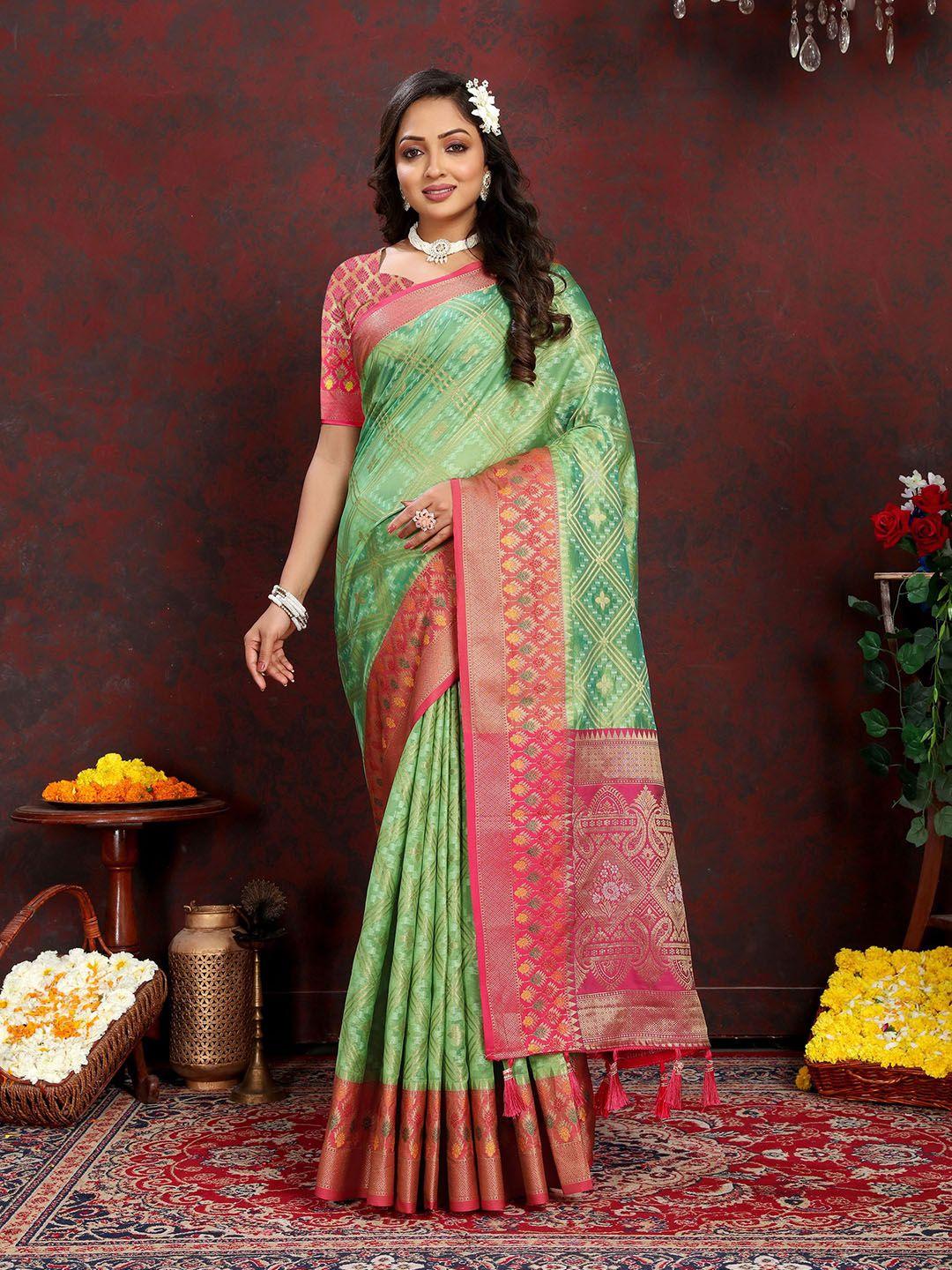 v3 fashion studio ethnic motifs zari organza banarasi saree