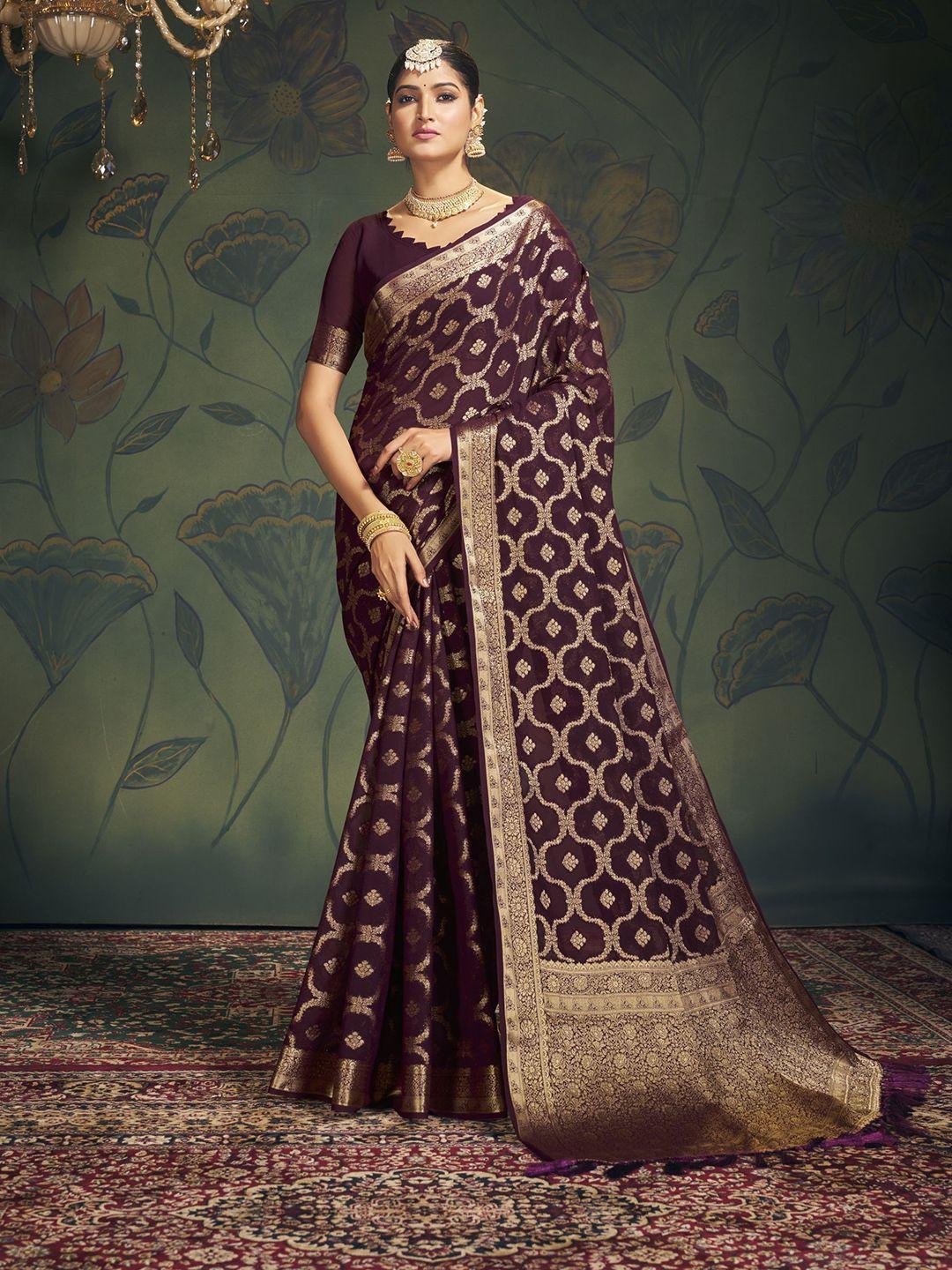 v3 fashion studio ethnic motifs zari pure georgette banarasi saree