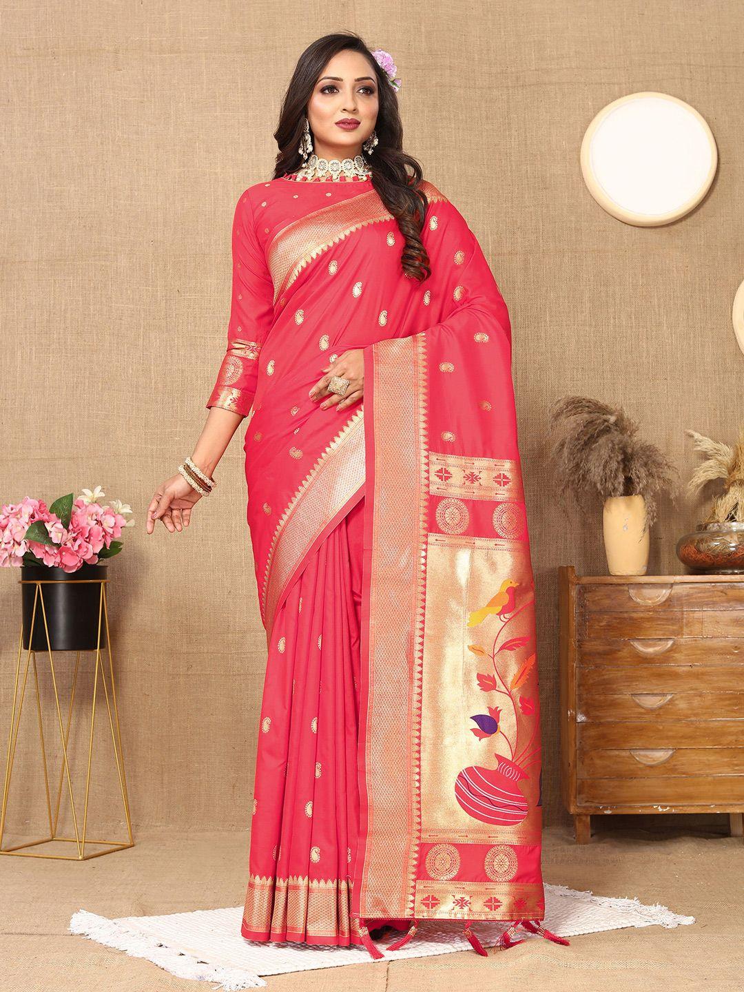 v3 fashion studio ethnic motifs zari pure silk paithani saree