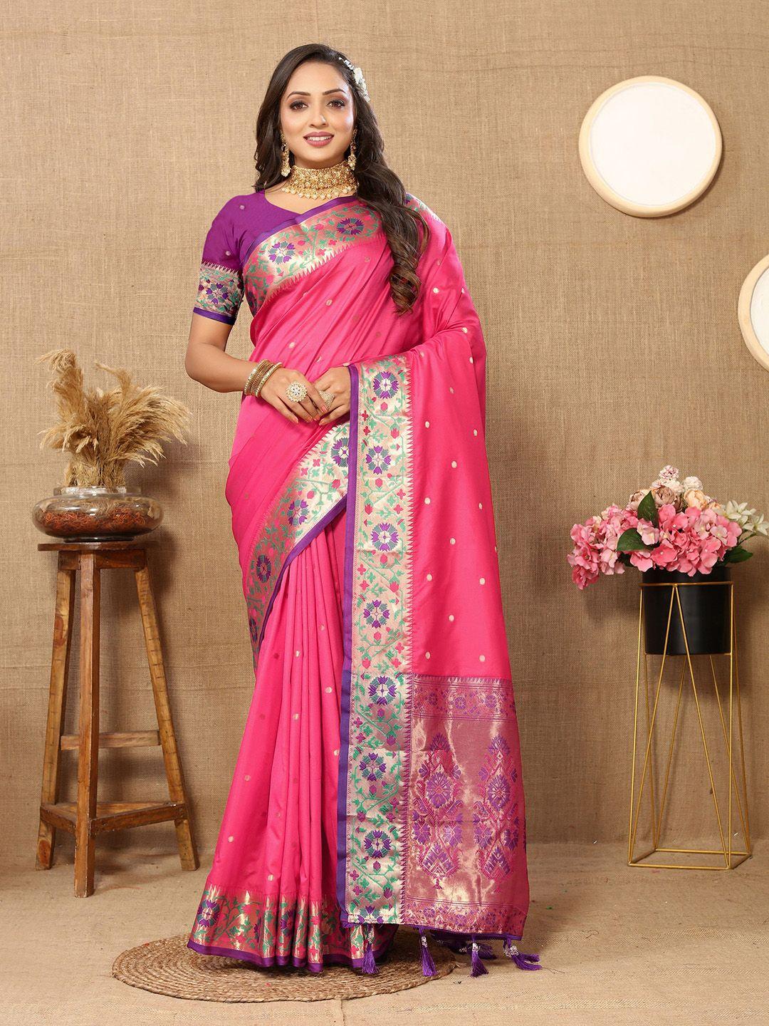 v3 fashion studio ethnic motifs zari pure silk paithani saree
