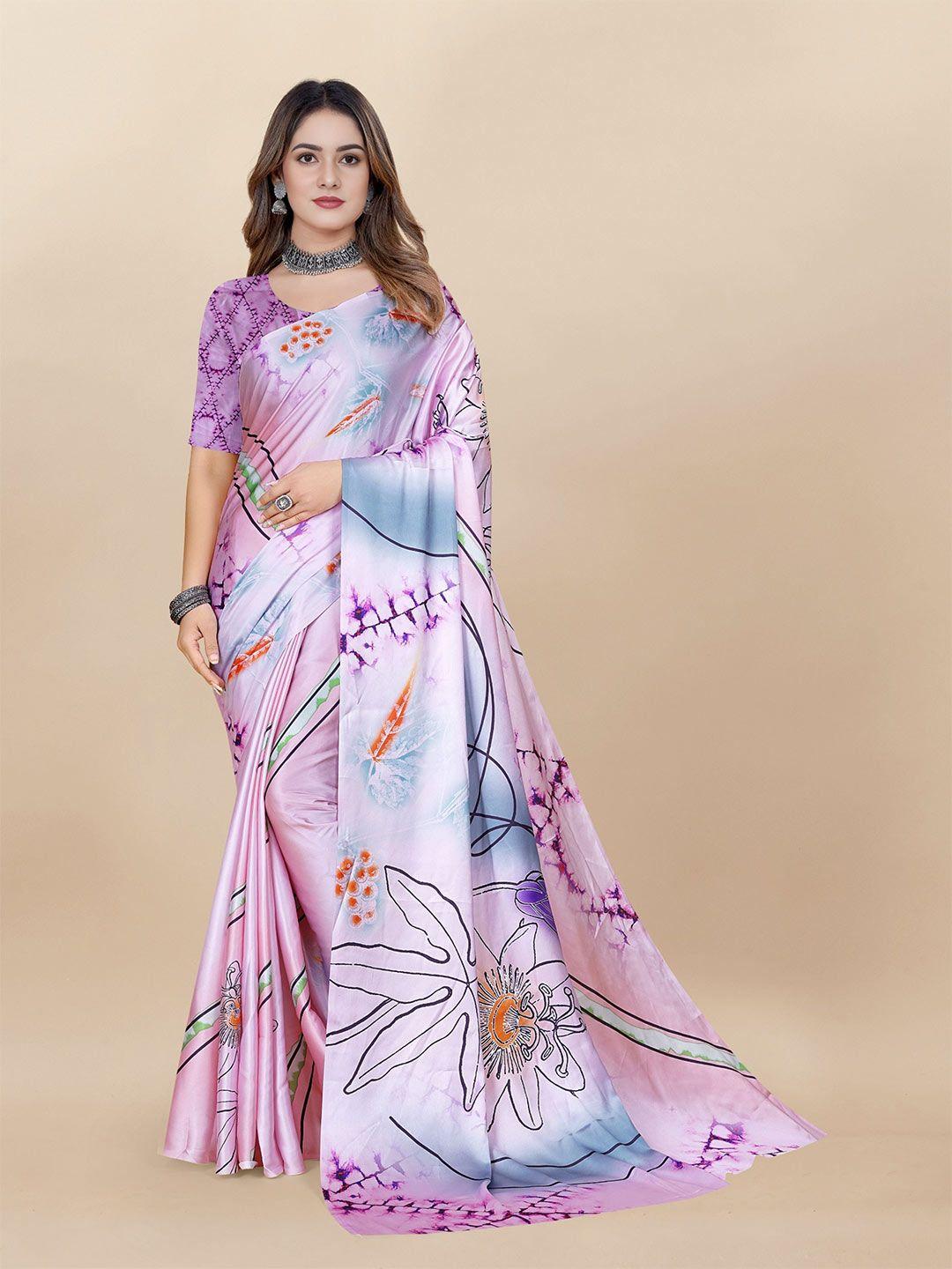 v3 fashion studio floral printed satin saree