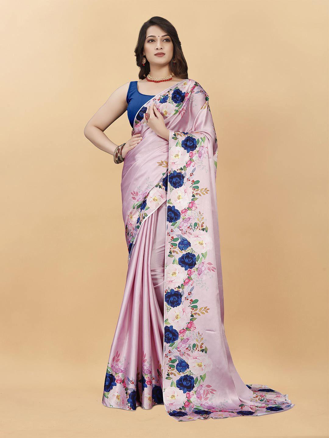 v3 fashion studio floral printed satin saree