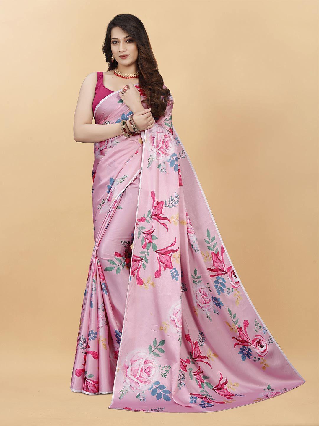 v3 fashion studio floral printed satin saree