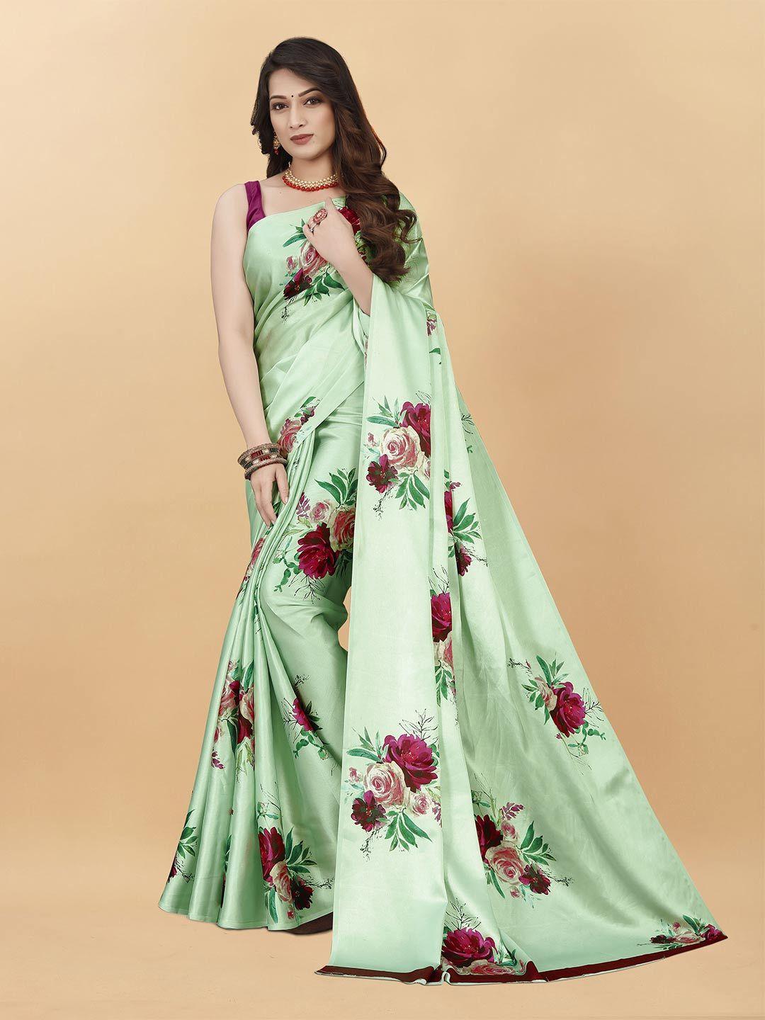 v3 fashion studio floral printed satin saree