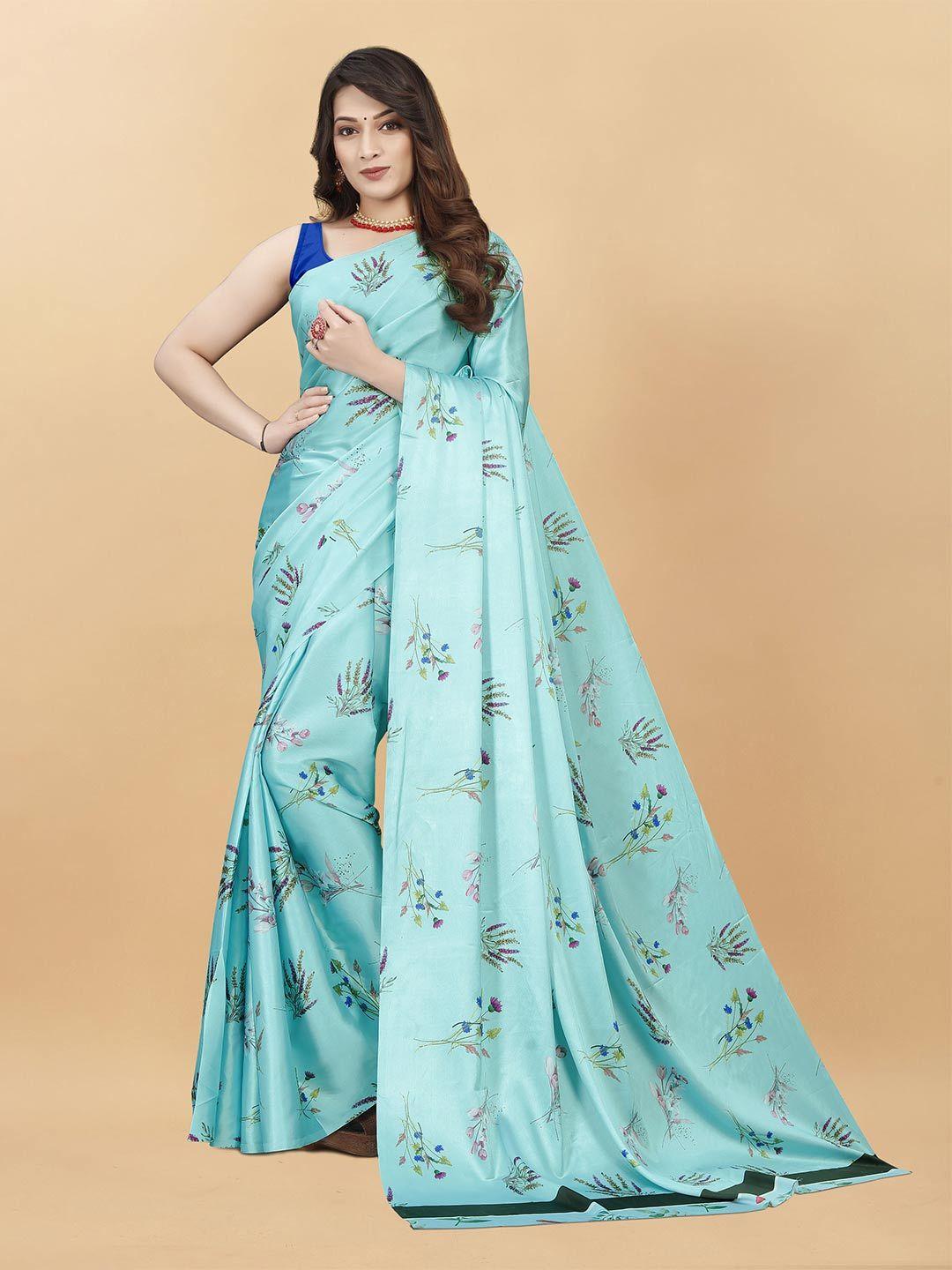 v3 fashion studio floral printed satin saree