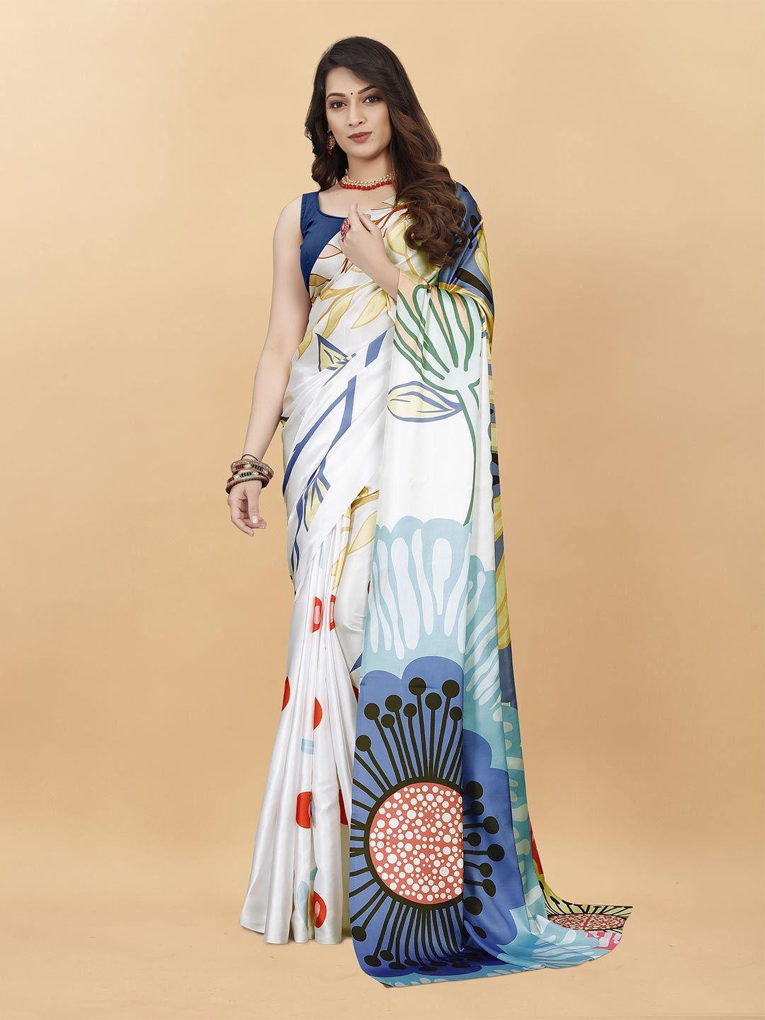 v3 fashion studio floral printed satin saree