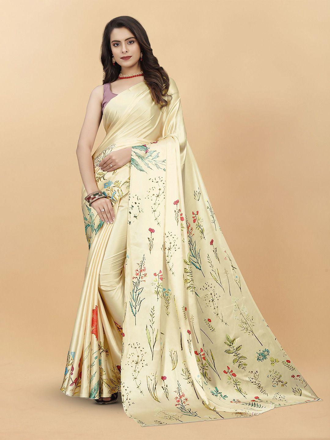 v3 fashion studio floral satin banarasi saree