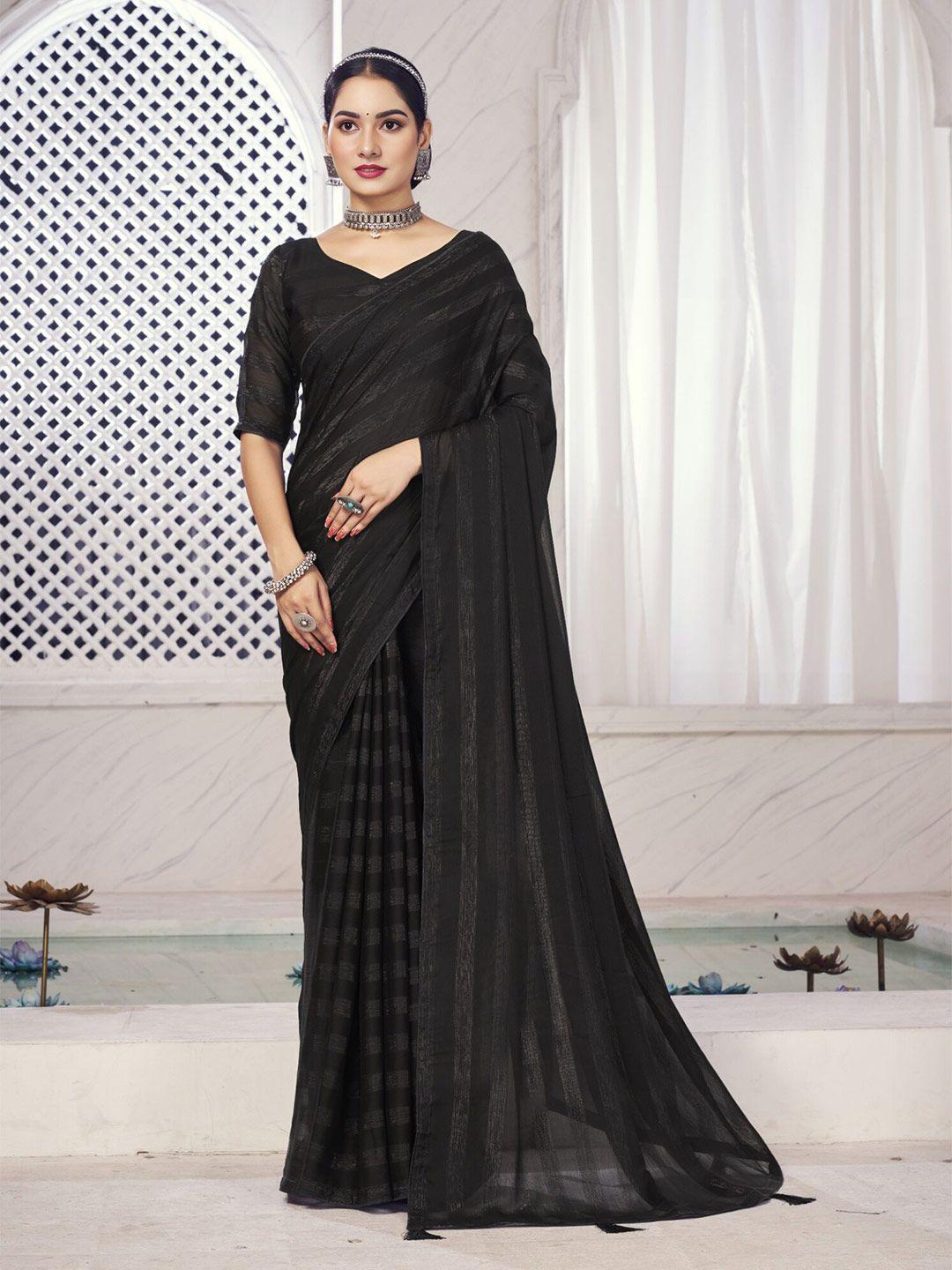 v3 fashion studio striped zari pure chiffon saree