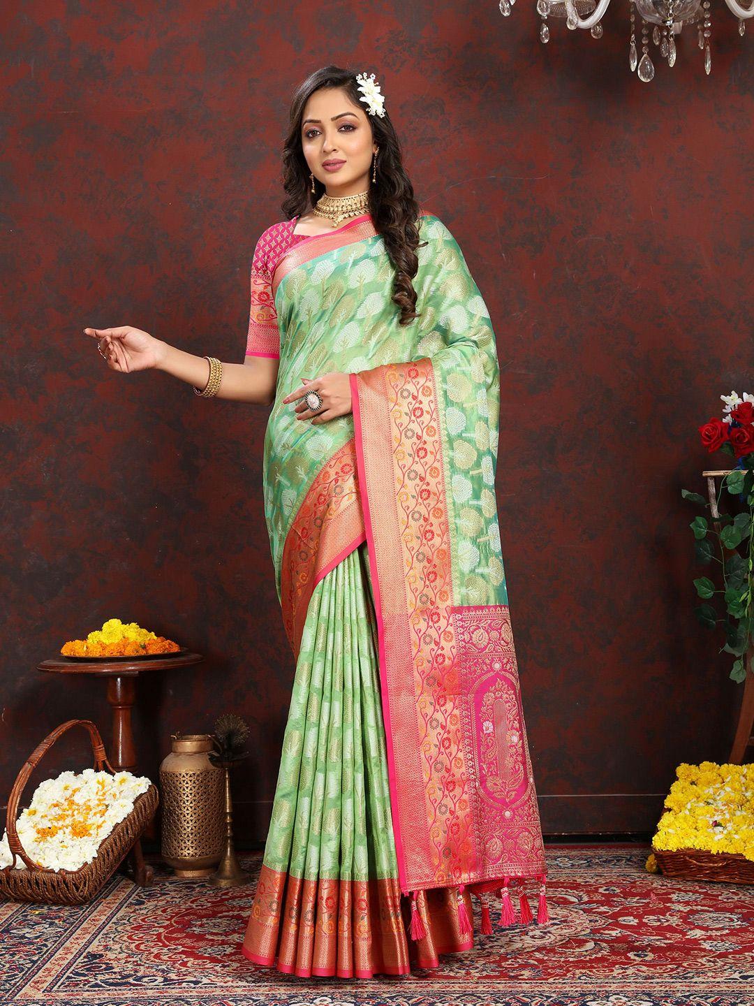 v3 fashion studio woven design zari organza banarasi saree