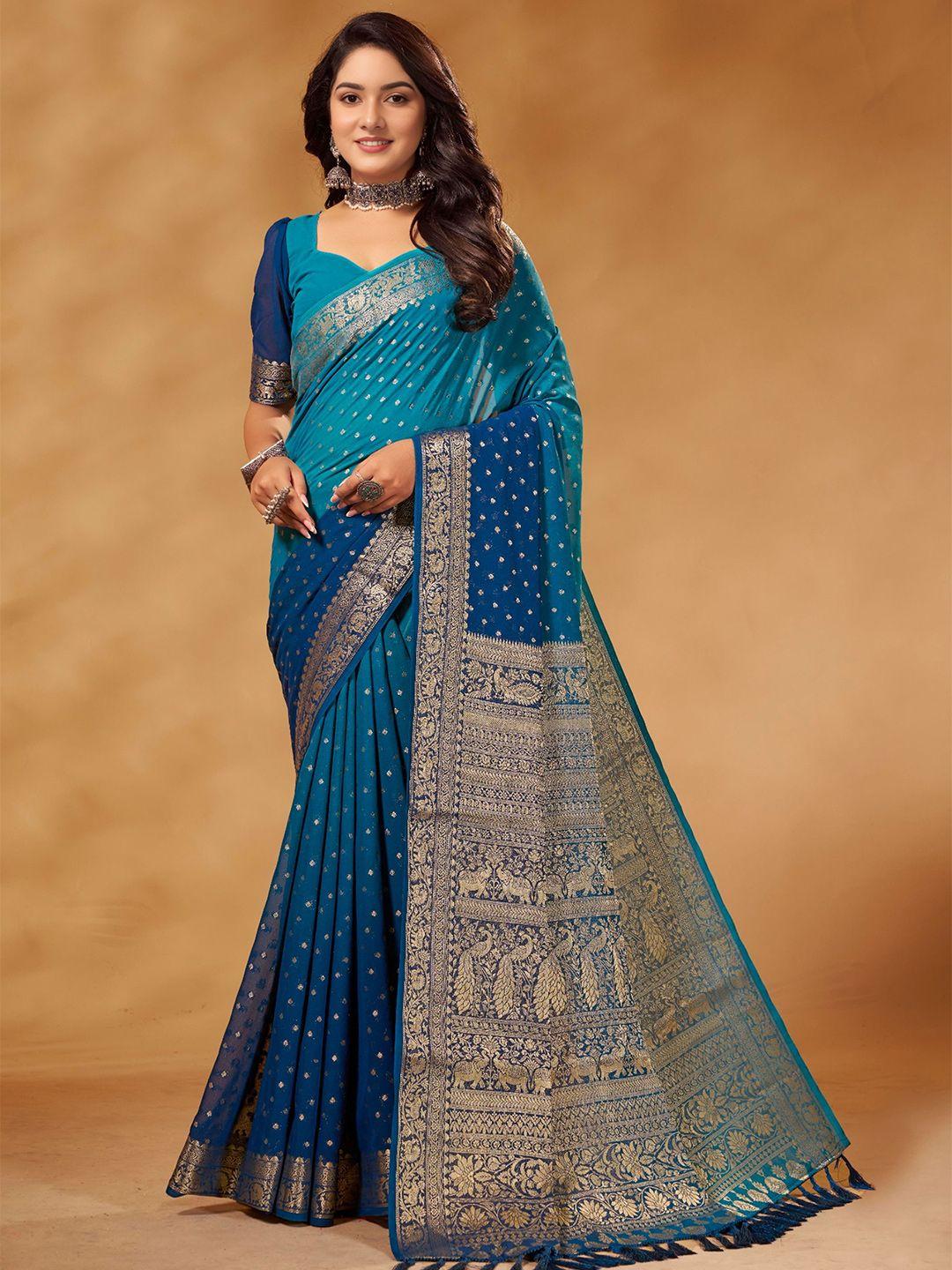 v3 fashion studio woven design zari pure georgette banarasi saree