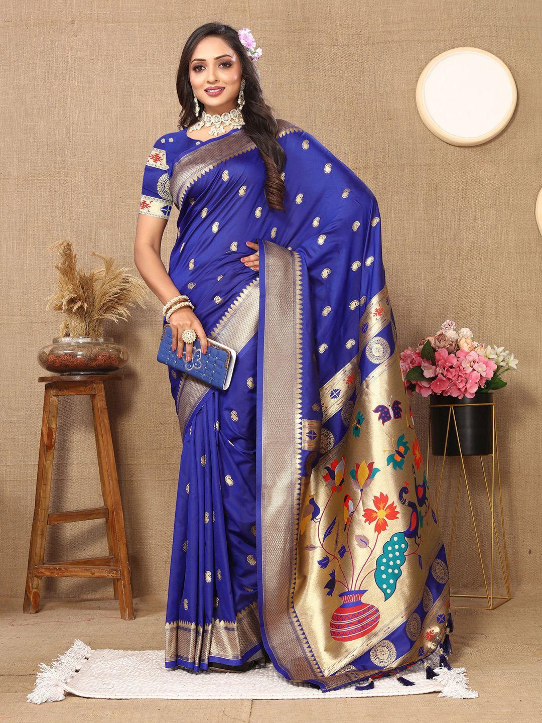 v3 fashion studio woven design zari pure silk paithani saree