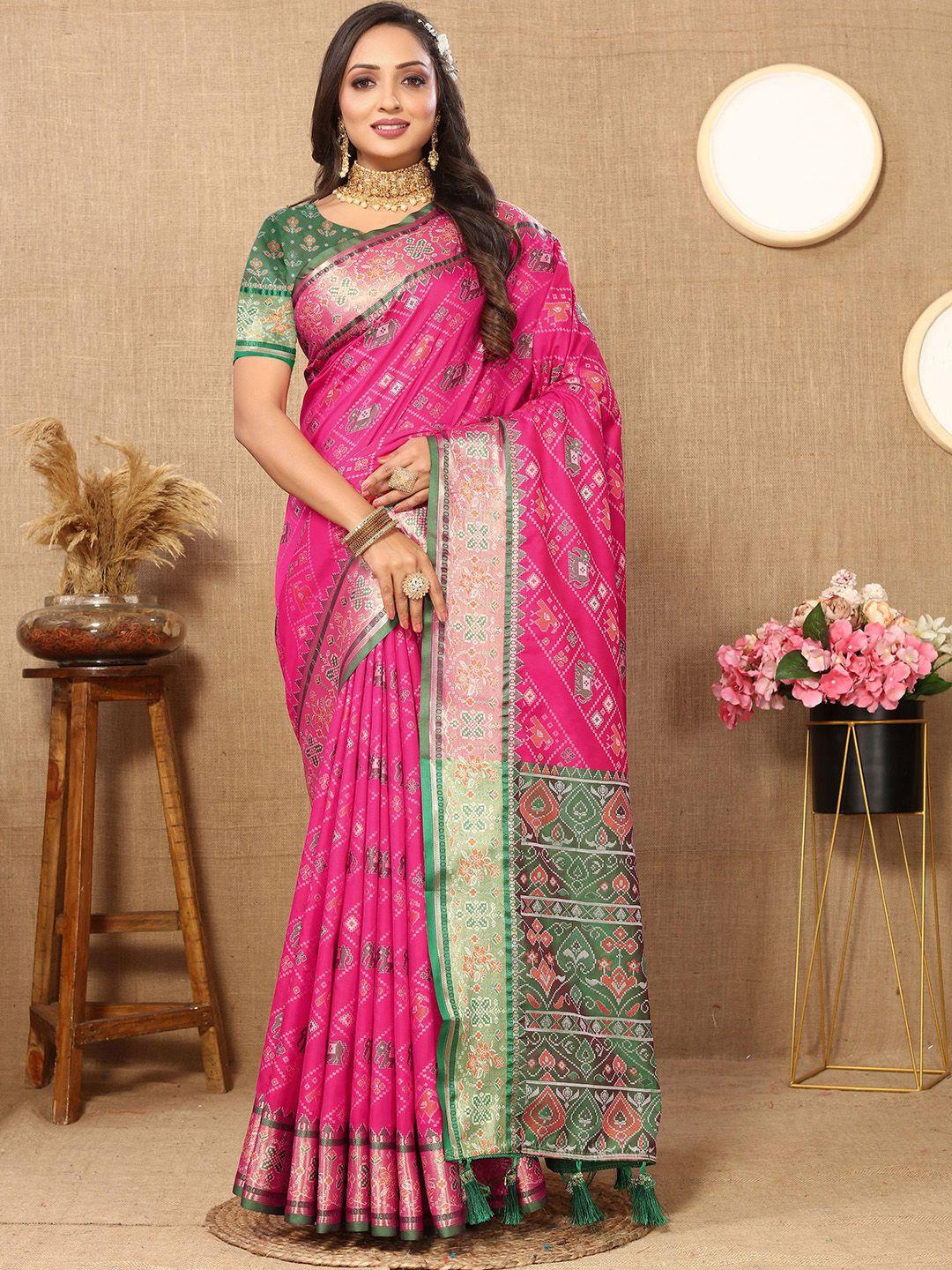 v3 fashion studio woven design zari pure silk patola saree